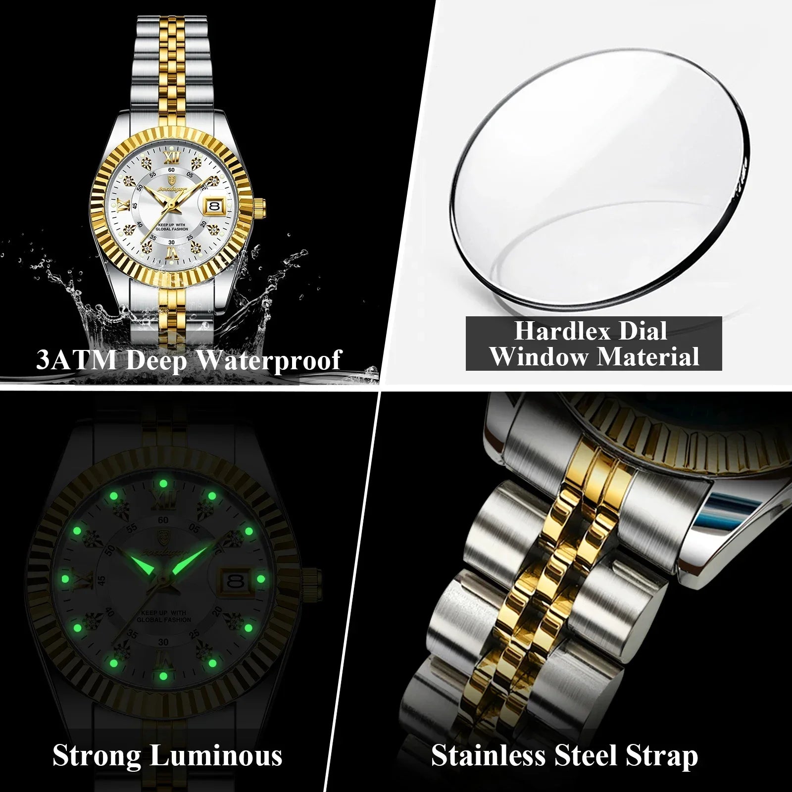 POEDAGAR 780 Luxury Elegant Watch Waterproof Women Watch Luminous Date